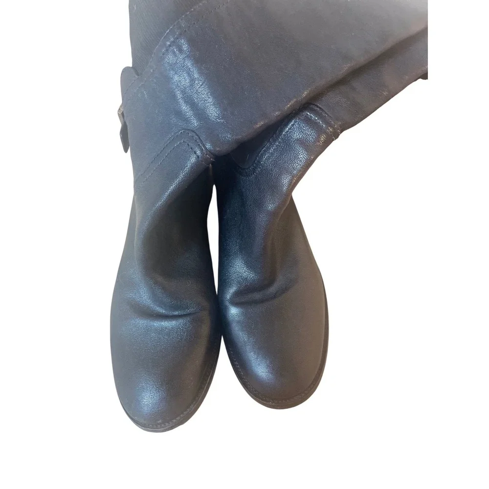 Tory‎ Burch Black Leather Over The Knee Stretch Back Buckle Boots Low Heel